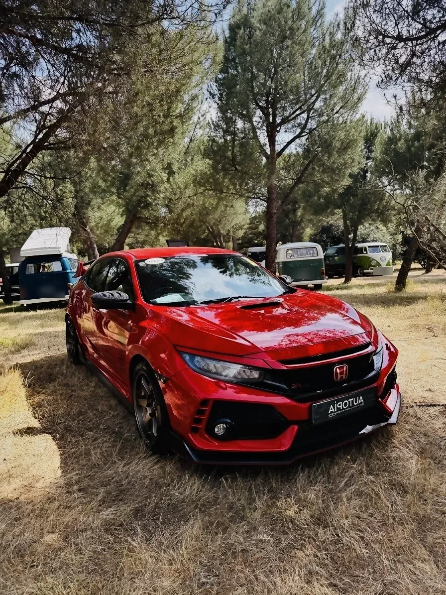 Honda Civic Type R rojo entre pinos